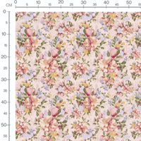 Tissu - Bouquets roses sur rose clair