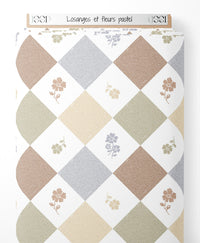 Tissu - Losanges et fleurs pastel