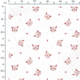 Tissu - Porcelets roses et points blancs