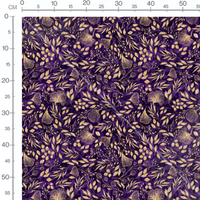 Tissu - Fleurs dorées sur fond violet