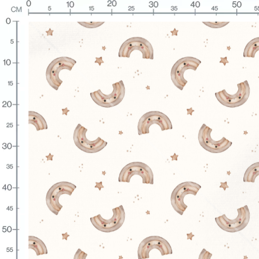 Tissu - Arcs-en-ciel joyeux beige