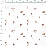 Tissu - Champignons aquarelle sur blanc
