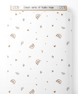 Tissu - Cœurs variés et feuilles beige