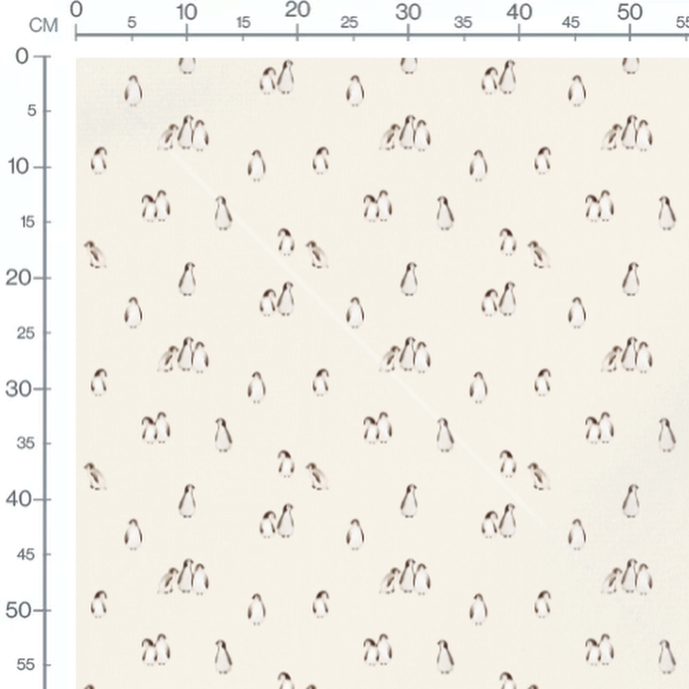 Tissu - Pingouins marron sur beige