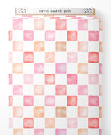 Tissu - Carrés aquarelle pastel