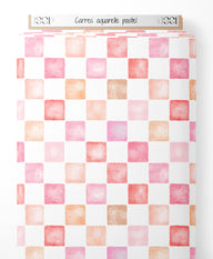 Tissu - Carrés aquarelle pastel