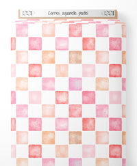 Tissu - Carrés aquarelle pastel