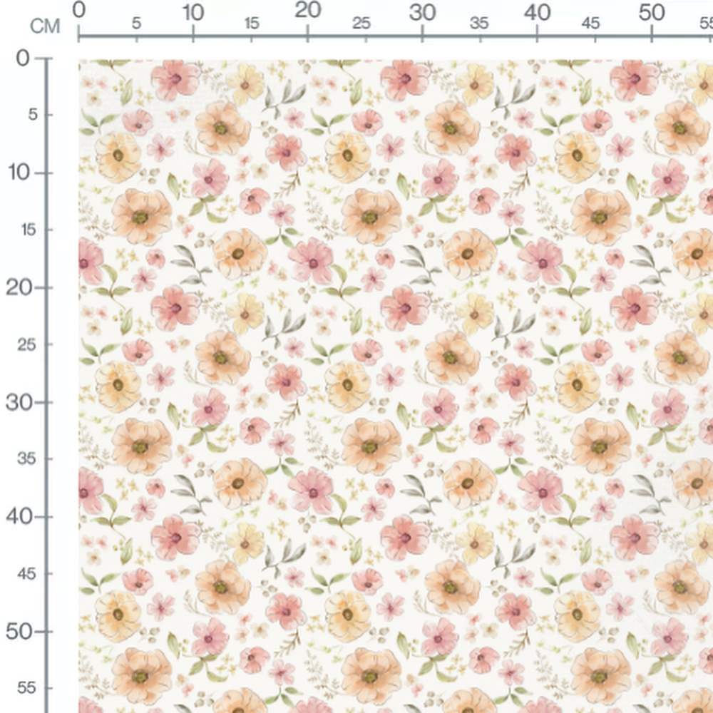 Tissu - Fleurs pastel avec touches jaunes