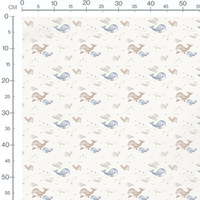 Tissu - Baleines bleues et grises ludiques