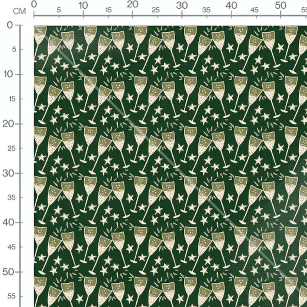 Tissu - Flûtes et étoiles festives