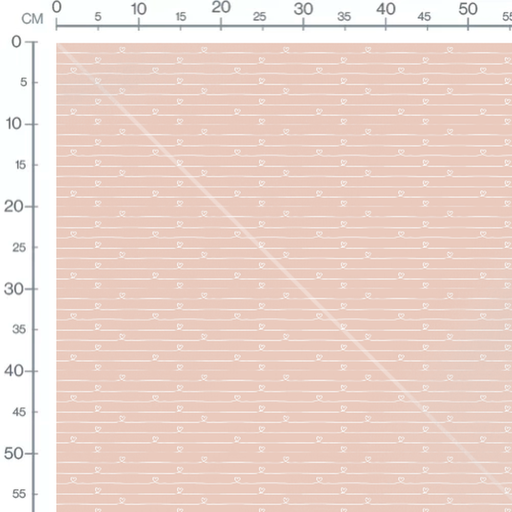 Tissu - Lignes ondulées avec coeurs