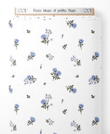Tissu - Roses bleues et petites fleurs