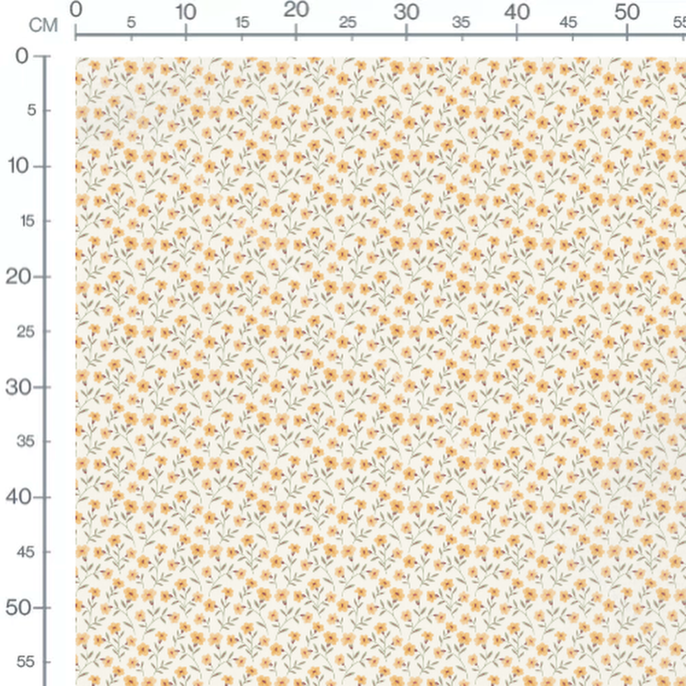 Tissu - Fleurs jaunes sur fond crème