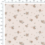 Tissu - Fleurs beige et roses délicates 2