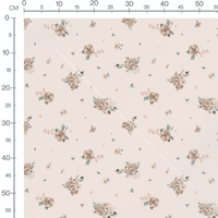 Tissu - Fleurs beige et roses délicates 2