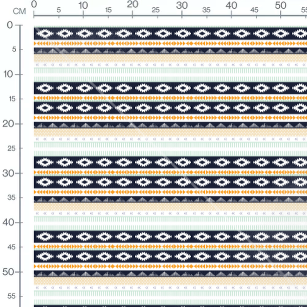 Tissu - Géométrie orange et bleue