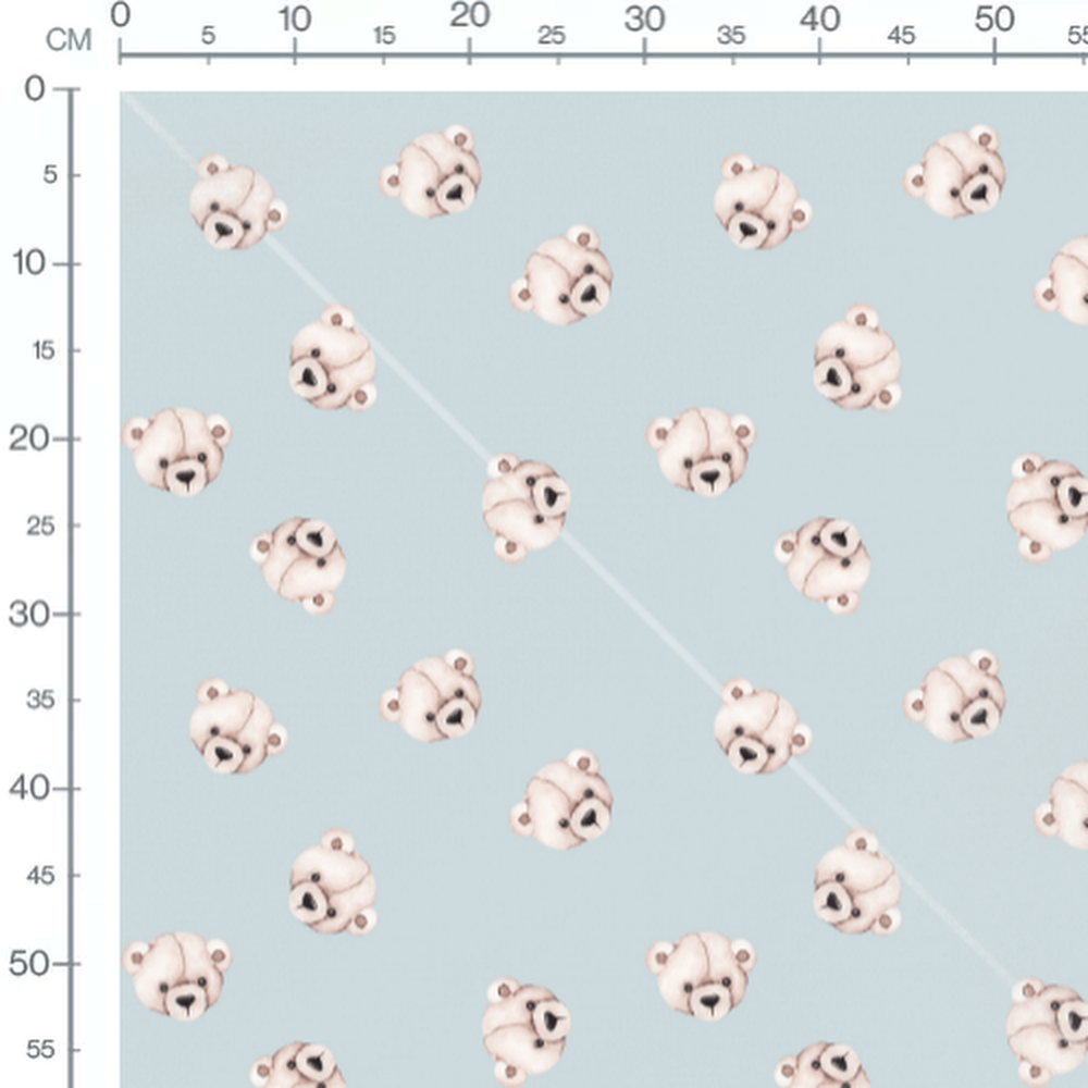 Tissu - Ours souriants sur bleu clair