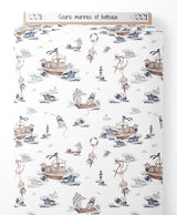 Tissu - Souris marines et bateaux