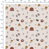 Tissu - Accessoires d'hiver sur fond beige