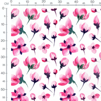 Tissu - Fleurs roses et vertes vives