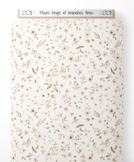 Tissu - Fleurs beige et branches fines