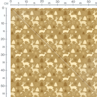 Tissu - Rennes beige et sapins marron