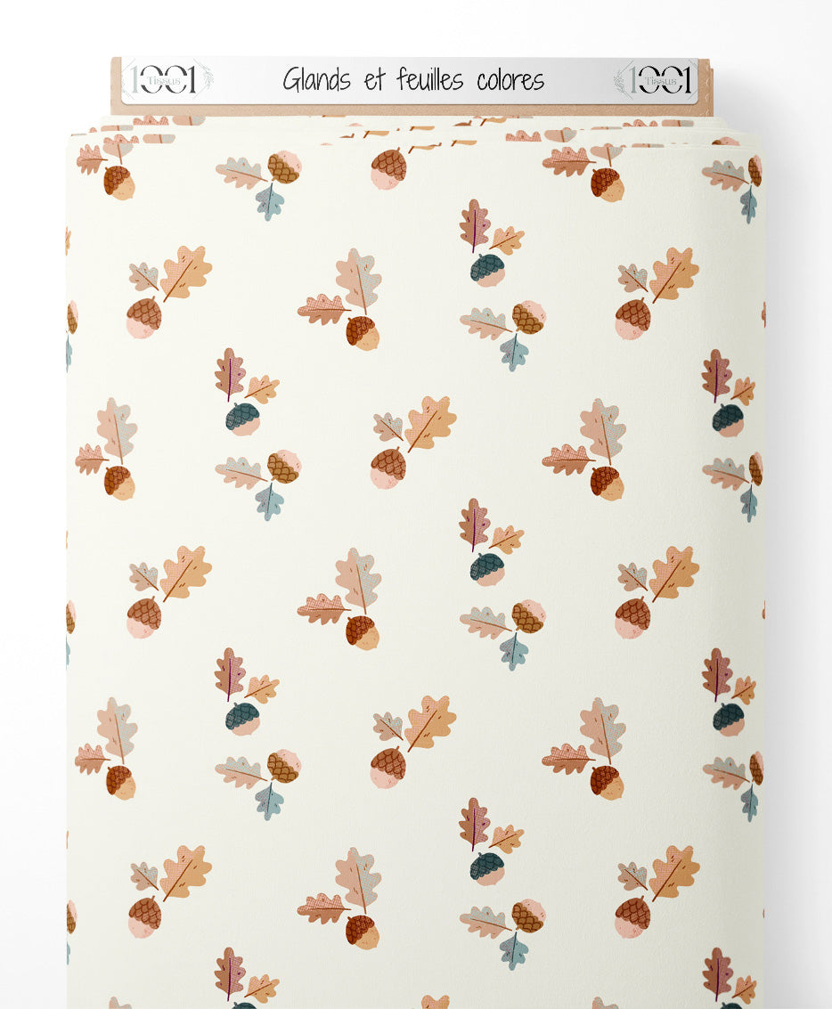 Tissu - Glands et feuilles colorés