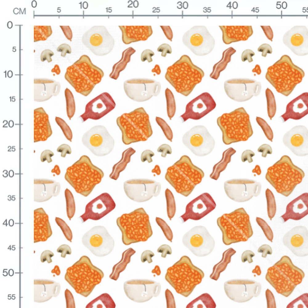 Tissu - Petit-déjeuner anglais illustré