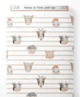 Tissu - Animaux de ferme pastel rayé