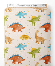 Tissu - Dinosaures étoilés sur beige