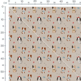 Tissu - Chiens beige avec accessoires