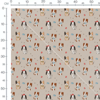Tissu - Chiens beige avec accessoires