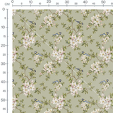Tissu - Oiseaux bleus et fleurs blanches