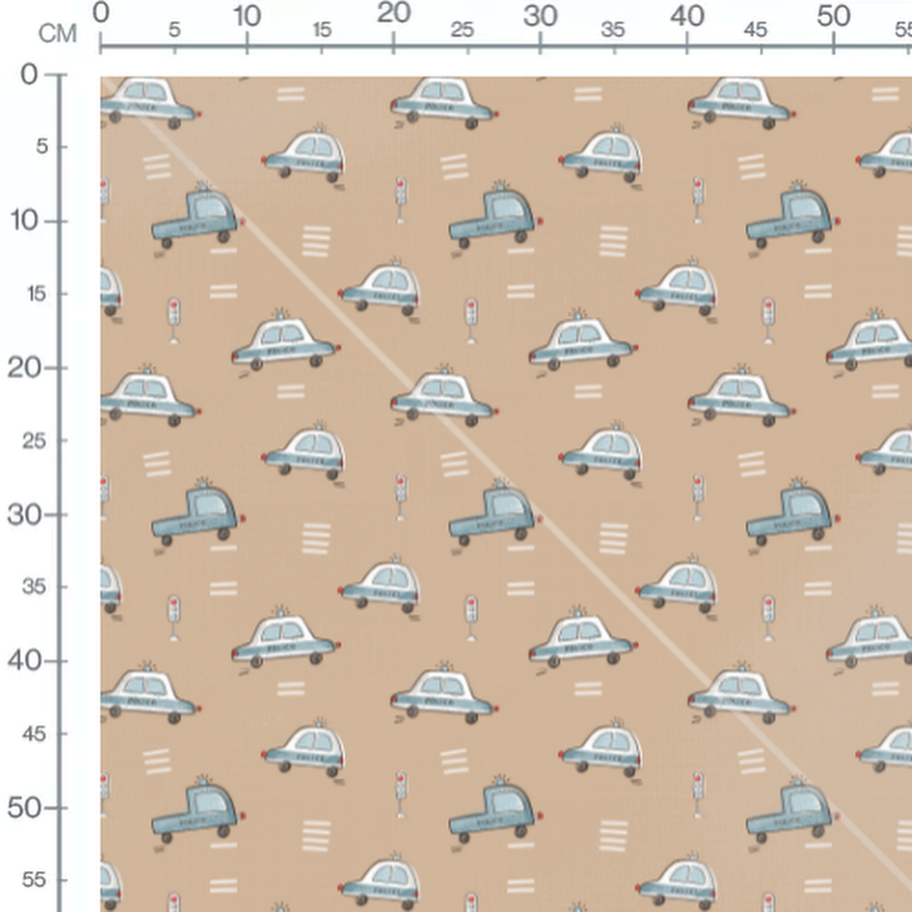 Tissu - Voitures de police bleues simples