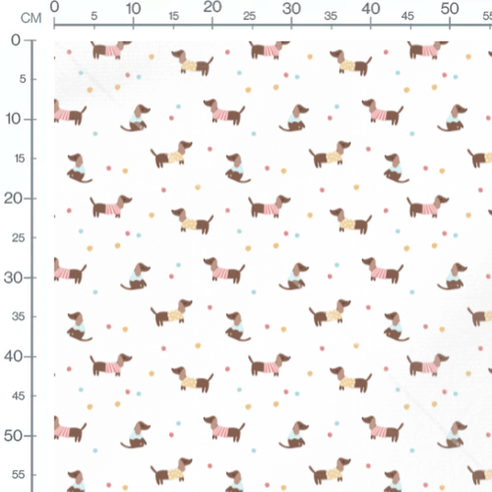 Tissu - Chiens marron en pulls colorés