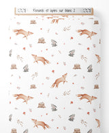 Tissu - Renards et lapins sur blanc 2