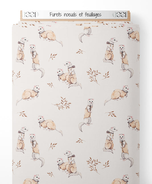 Tissu - Furets nœuds et feuillages