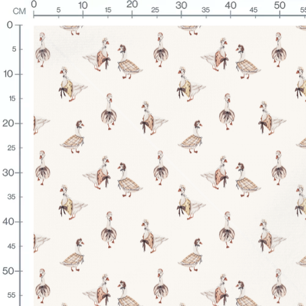 Tissu - Oies vintage sur fond crème