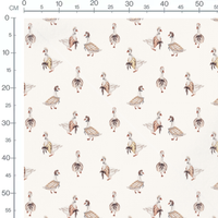 Tissu - Oies vintage sur fond crème