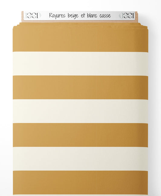 Tissu - Rayures beige et blanc cassé