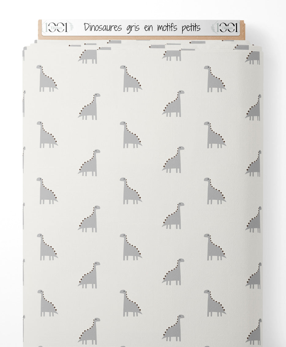 Tissu - Dinosaures gris en motifs petits