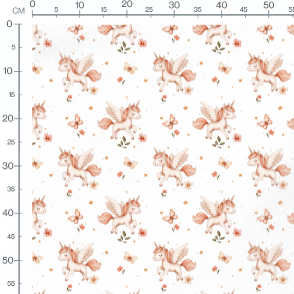 Tissu - Licornes ailées et papillons
