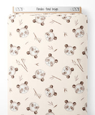 Tissu - Pandas sur fond beige