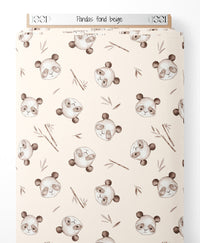 Tissu - Pandas sur fond beige