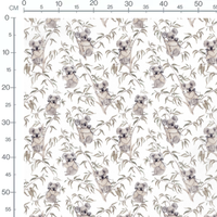 Tissu - Koalas gris sur fond blanc