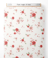Tissu - Fleurs rouges et roses