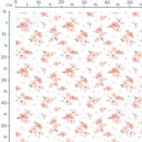 Tissu - Bourgeons roses sur fond blanc