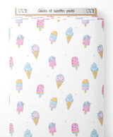 Tissu - Glaces et sucettes pastel