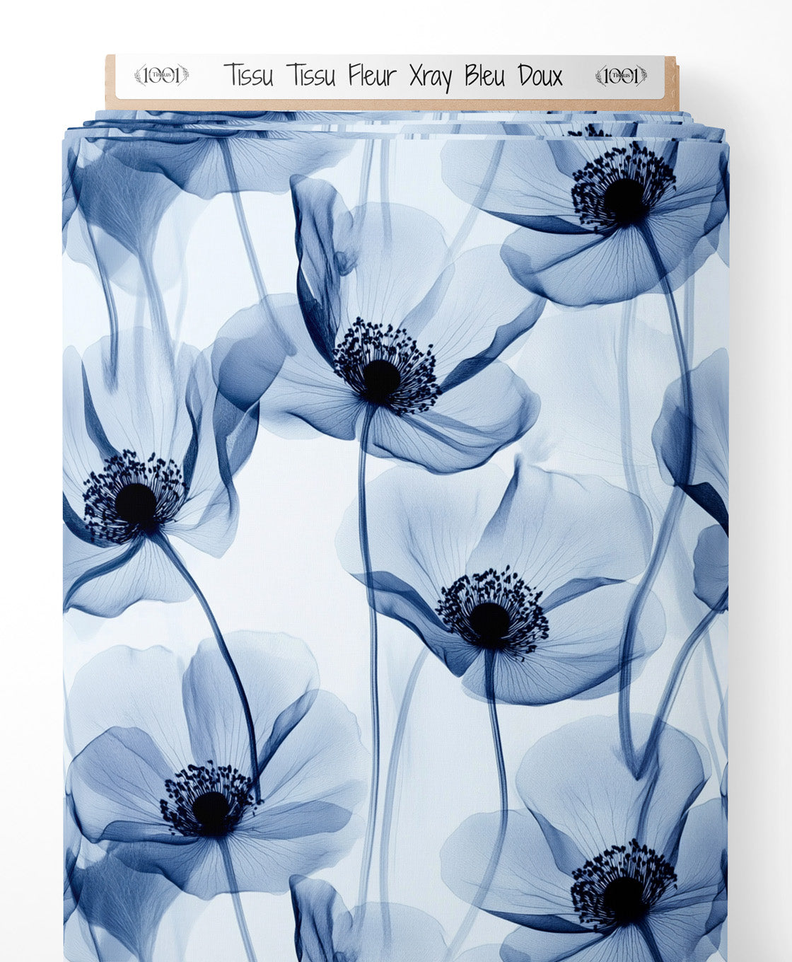 Tissu - Tissu Fleur Xray Bleu Doux