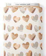 Tissu - Cœurs multicolores pastel